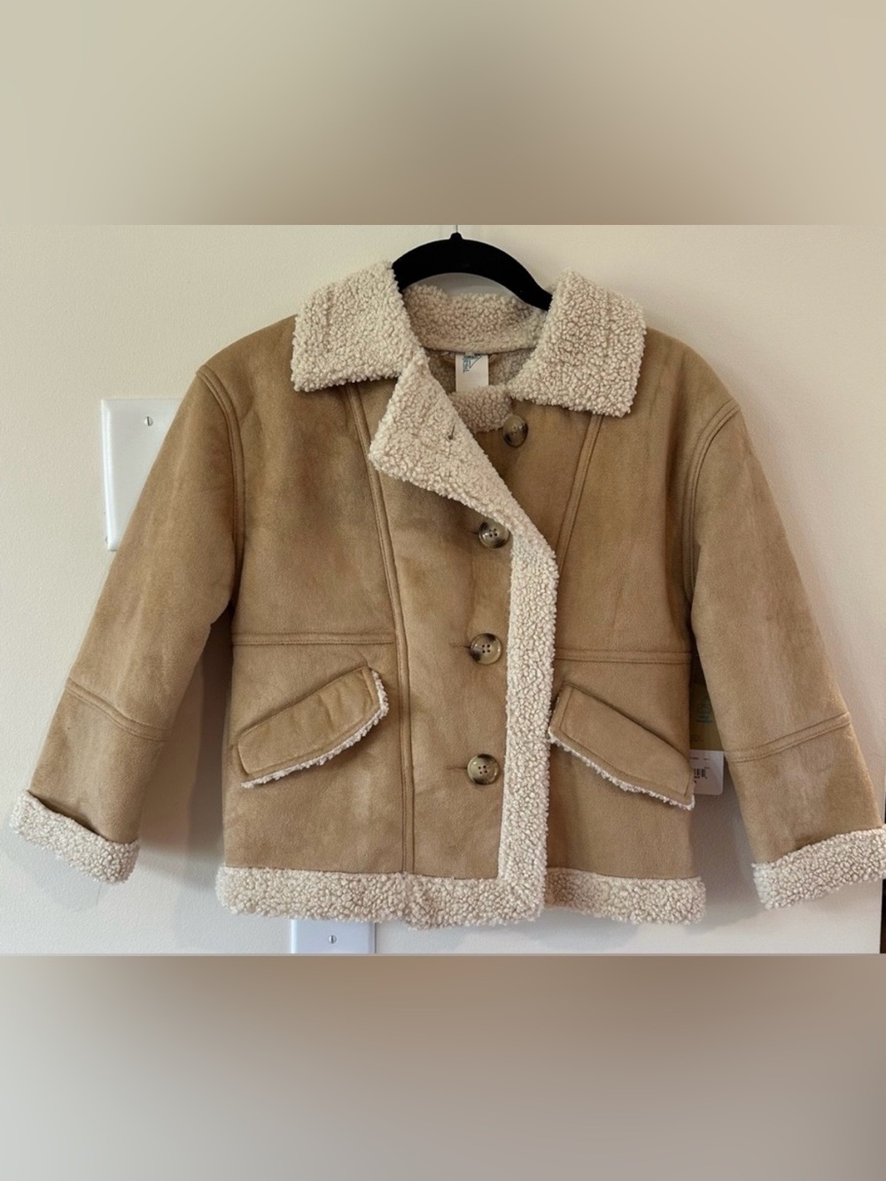 Thereabouts Girls Tan Sherpa Lined Midweight Jacket NWT Size Small 7/8